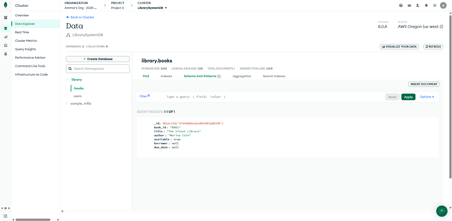 MongoDB Atlas Screenshot